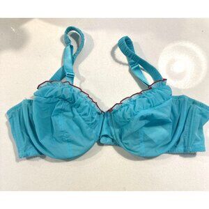 Cacique Turquoise Aqua Blue Sheer Mesh Soft Cup Bra Unlined Underwire Size 42 B